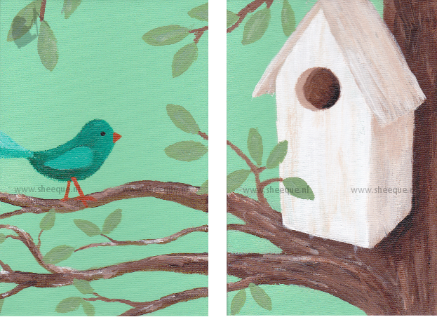 kunst kaart vogelhuisje